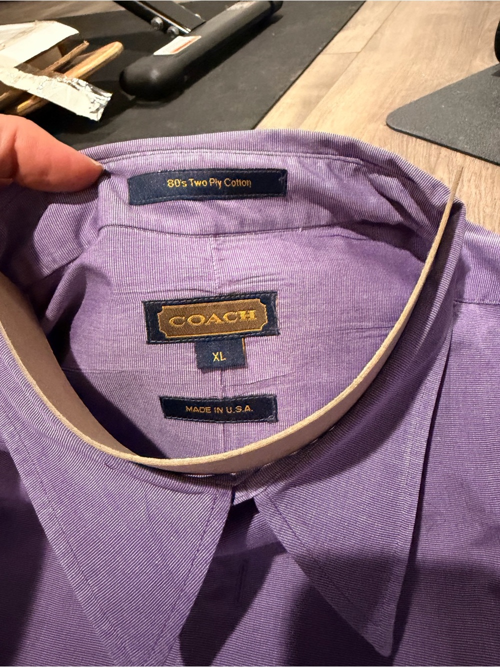 Coach Men's Lavender Dress Shirt with Contrast Trim